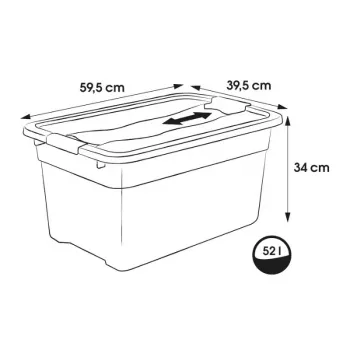 Uzglabāšanas kaste ar vāku keeeper Crystalbox Cornelia Box with Lid 52L, 59.5 x 39.5 x 34 cm, caurspīdīga
