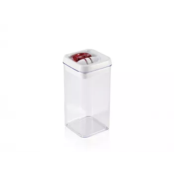 LEIFHEIT Fresh&Easy pārtikas uzglabāšanas trauks 1,2 L, hermētisks, bez BPA, caurspīdīgs ar balti/pelēku vāku
