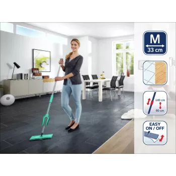 LEIFHEIT Picobello M Micro Duo grīdas uztvērējs ar teleskopisku rokturi, 33 cm tīrīšanas platums, zaļš/balts