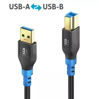 PureLink FlexInstall USB-A uz USB-B kabelis USB 3.0 5Gbps 1,50m melns
