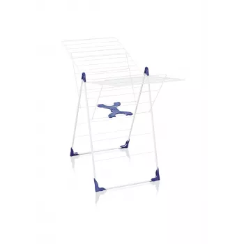 LEIFHEIT Classic 200 Flex drēbju žāvētājs, 20 m žāvēšanas garums, salokāms statīvs ar spārniem, balts/zils