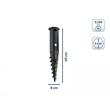 LEIFHEIT Ieskrūvējams zemes enkurs rotācijas veļas žāvētājiem, cinkota tērauda, 50 mm stabs, 44 cm, zaļš vāciņš