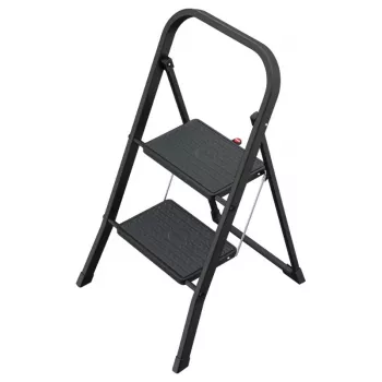 HAILO K44 StandardLine salokāms pakāpiens ar drošības rokturi, 2 pakāpieni, tērauds, melns, 150 kg