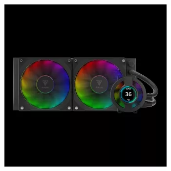 GAMDIAS Chione P3-240U 240mm šķidruma dzesētājs All-in-One ar 2,1 inch LCD displeju, ARGB ventilatori, melns