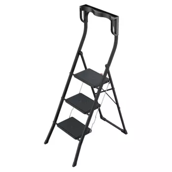 HAILO K77 ComfortLine saliekamais pakāpienu sols, 3 pakāpieni, alumīnijs, drošības rokturis, melns, 150 kg