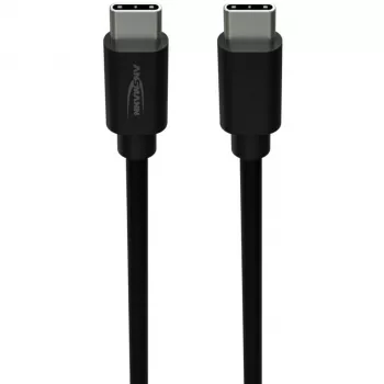 ANSMANN USB-C uz USB-C datu un uzlādes kabelis, 1,2 m, 60W Power Delivery, melns