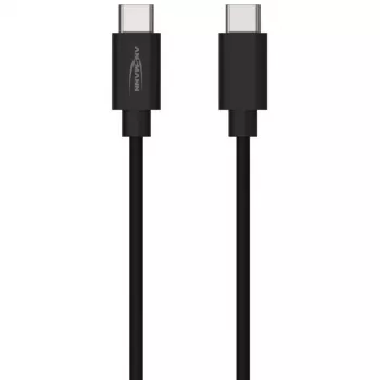 ANSMANN USB-C uz USB-C datu un uzlādes kabelis, 1,2 m, 60W Power Delivery, melns