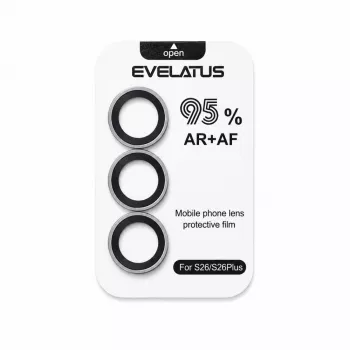 Evelatus Samsung Galaxy S26 kameras objektīva aizsargs Armor Clear - 9H rūdīts stikls, īpaši plāns, pret pirkstu nospiedumiem, bez gaisa burbuļiem
