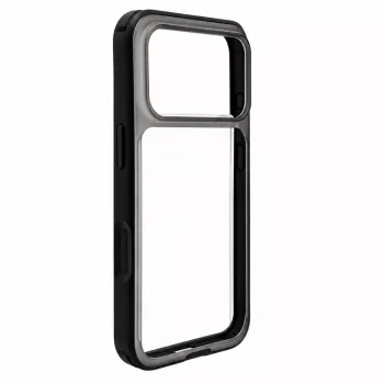 Evelatus Apple iPhone 17 Pro LiveCase hibrīdais maciņš ar statīvu PC+TPU melns