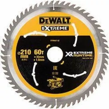 DEWALT Xtreme Runtime 210mm x 30mm 60T ripzāģa asmens