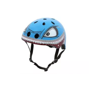 Hornit Shark bērnu velosipēda ķivere ar LED apgaismojumu, zila/pelēka, 48-53 cm
