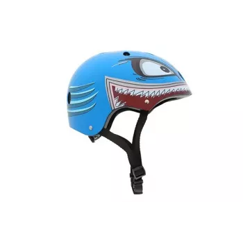 Hornit Shark bērnu velosipēda ķivere ar LED apgaismojumu, zila/pelēka, 48-53 cm