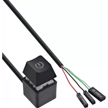InLine® Datora barošanas slēdža tālvadības kabelis, melns, 2 m