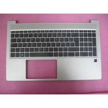 HP ProBook 450/455 G6/G7 augšējais vāks ar franču AZERTY klaviatūru, bez viedkaršu lasītāja, Natural Silver