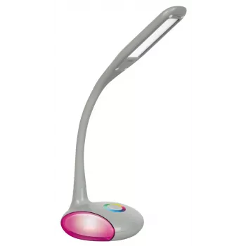 Activejet VENUS RGB pelēkā LED galda lampa ar krāsu mainīgu pamatni un USB uzlādi