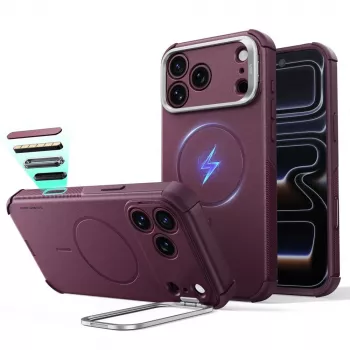 ESR Cyber Tough Kickstand MagSafe vāciņš iPhone 17 Pro / 18 Pro – Deep Burgundy