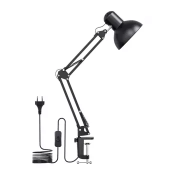LEPRO 3100027-EU LED galda lampa ar USB uzlādes portu, 5 krāsu temperatūras, 7 spilgtuma līmeņi, skārienjutīga vadība, taimeris, elastīgs kakls, acīm draudzīga, melna