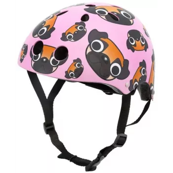 Hornit Pug bērnu velosipēda ķivere ar LED apgaismojumu - rozā, 48-53 cm PUS806
