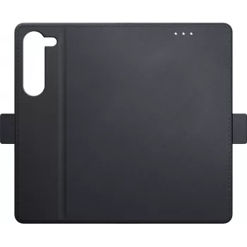 3mk Wallet Case Samsung Galaxy S23 5G - melns eco-ādas folio vāks ar karšu nodalījumiem, statīvu un magnētisko aizdari
