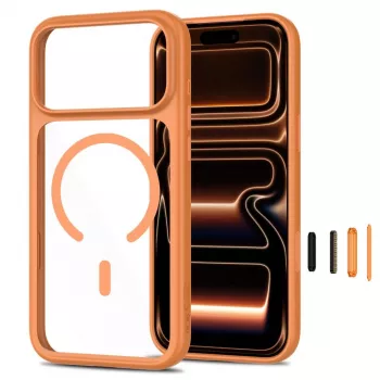 TECH-PROTECT MAGONE MagSafe vāciņš ar 2 gab. rūdīta stikla ekrāna aizsargplēvēm iPhone 17 Pro / 18 Pro - Cosmic Orange/Clear