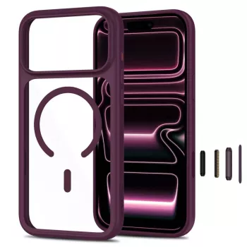 TECH-PROTECT MagOne MagSafe vāciņš + rūdīts stikls 2 komplektā iPhone 17 Pro / 18 Pro – Dark Cherry/Clear