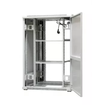 EmiterNet Top 24U brīvstāvošs skapju statnis, 800x800x1180 mm, stikla priekšējās durvis, melns EM/SH05D-8824