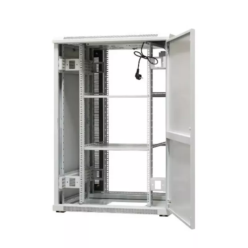 EMITERNET EmiterNet Top 24U brīvstāvošs skapju statnis, 800x800x1180 mm, stikla priekšējās durvis, melns EM/SH05D-8824