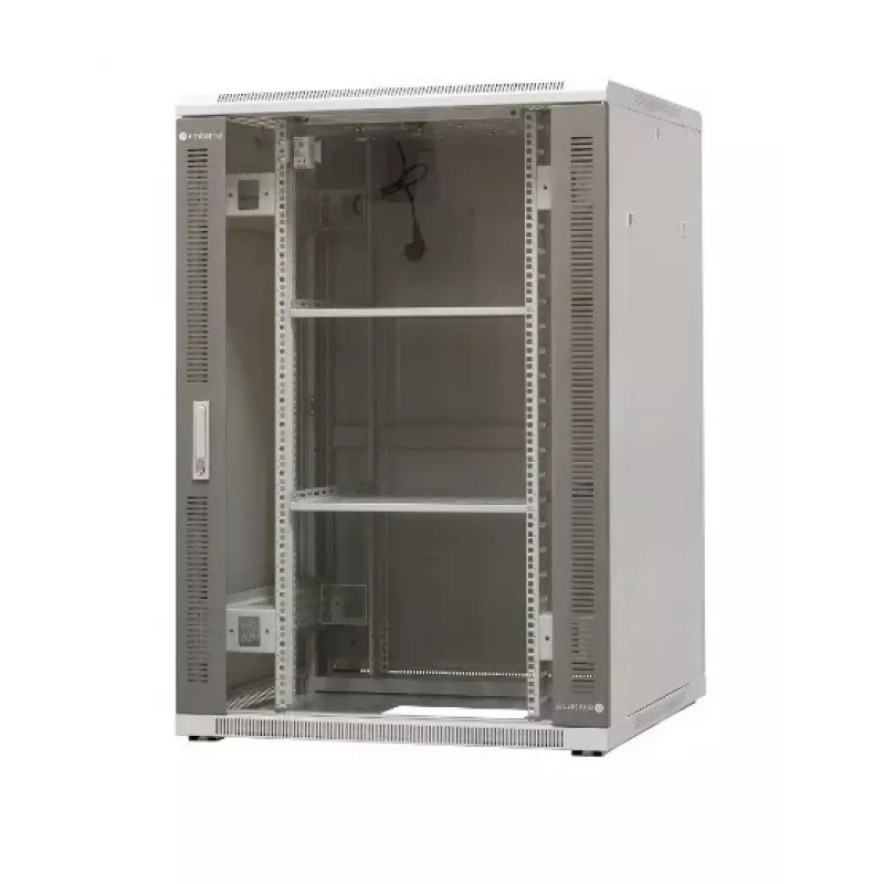 EMITERNET EmiterNet Top 24U brīvstāvošs skapju statnis, 800x800x1180 mm, stikla priekšējās durvis, melns EM/SH05D-8824