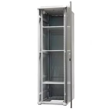 EMITER EmiterNet Top 42U brīvi stāvošs skapju skapis, 600x1000x1980 mm, stikla priekšdurvis, melns EM/SH05D-6042