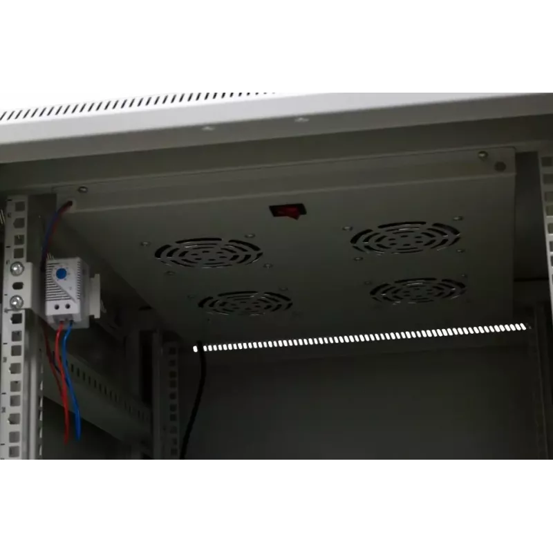 EMITER EmiterNet Top 42U brīvi stāvošs skapju skapis, 600x1000x1980 mm, stikla priekšdurvis, melns EM/SH05D-6042