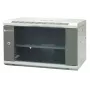 EMITER EM/AP6406 19 collu 6U sienas montāžas tīkla skapis, 600x450x370 mm, rūdīts stikls durvis, tērauds, melns