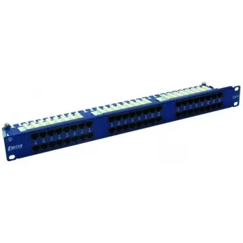 EMITERNET 48 portu RJ45 UTP Cat.6 patch panelis 1U ar kabeļu pārvaldības plauktu, zils