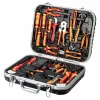 NEO TOOLS 25 priekšmetu elektriķa instrumentu komplekts, VDE izolēti rokas instrumenti ar sprieguma testeri, vadu noņēmēju, knaiblēm, skrūvgriežiem un aksesuāriem izturīgā plastmasas koferī