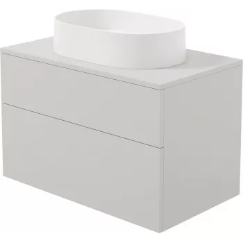 DEANTE pie sienas montējama mēbeļu komplekts ar integrētu granīta izlietni 55x35 cm, spīdīgi balts