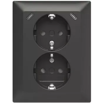 ABB Safety+ USB dubultā kontaktligzda ar 2x USB-C, 15W, iestrādājama, polāri balta 2TKA00006192