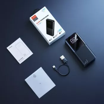 JOYROOM JR-QP193 30000 mAh 22,5W Power Bank ar digitālo displeju, PD3.0/QC3.0, 3 izejas (2 USB-A + 1 USB-C), 2 ieejas (USB-C + Micro USB), melns