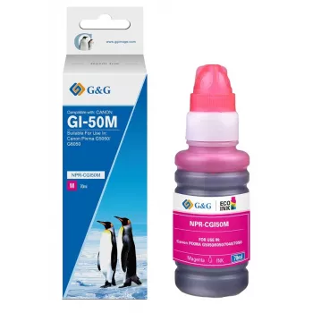 G&G uzpildes pudele Canon GI-50 fuksijas krāsa (70 ml) - pigmenta tinte, saderīga ar 3404C001