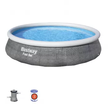 Bestway Fast Set 57376 apaļš uzpūšams baseins virs zemes 7,340 L, pelēks