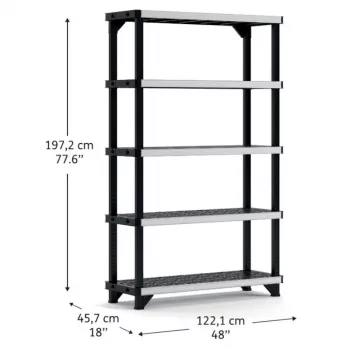 KETER Fused 5 līmeņu plaukts 122.1x45.7x197.2cm melns