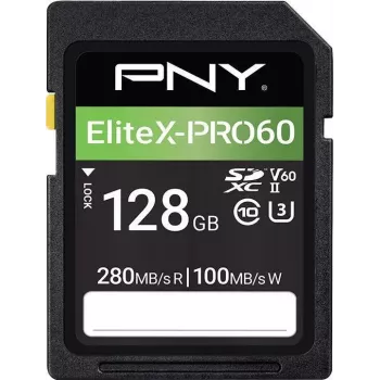 PNY EliteX-PRO60 atmiņas karte 128GB Video Class V60 UHS-II U3 Class10 MicroSDXC
