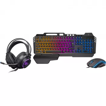 YENKEE YGS 01 INFERNO spēļu komplekts 3-in-1 - klaviatūra, pele, austiņas | Rainbow LED apgaismojums