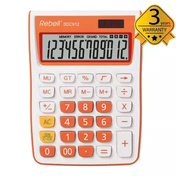 REBELL Galda kalkulators RE-SDC912OR BX, 12 ciparu LCD, divkāršā barošana, melns/sudraba