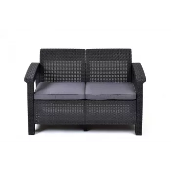 KETER Corfu Love Seat divvietīgais dārza dīvāns, pelēks