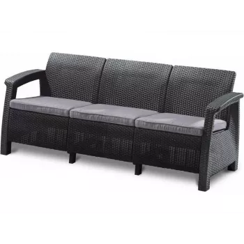 KETER Corfu Love Seat Max trīsvietīgais dārza dīvāns, pelēks