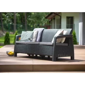 KETER Corfu Love Seat Max trīsvietīgais dārza dīvāns, pelēks