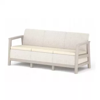 KETER dārza dīvāns trīsvietīgs Scandi Linea 3 Seater dīvāns oļu pelēks/gaiši bēšs