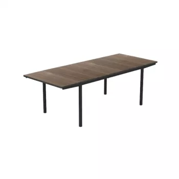 KETER Deco Porto Nova paplašināms dārza galds 160-240 cm, riekstkoka/melns
