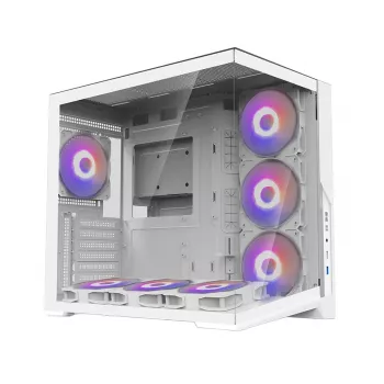 Zalman D40 White ATX Mid Tower korpuss ar 7 ARGB ventilatori un rūdītu stiklu