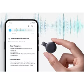 Anker Soundcore Work 64GB melnais bezvadu diktāta ierakstītājs ar AI trokšņu slāpēšanu (D3200G12)