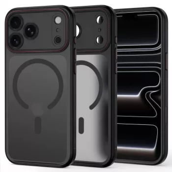 TECH-PROTECT MAGCAM MAGSAFE iPhone 17 Pro Max / 18 Pro Max maciņš matēts melns/sarkans